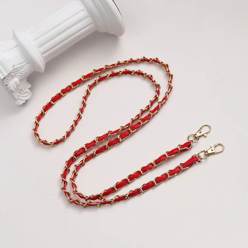 PU Leather Metal Chain Accessories Crossbody Shoulder Portable Wrist Bag Chain Strap Replacement Luggage Accessories Versatile