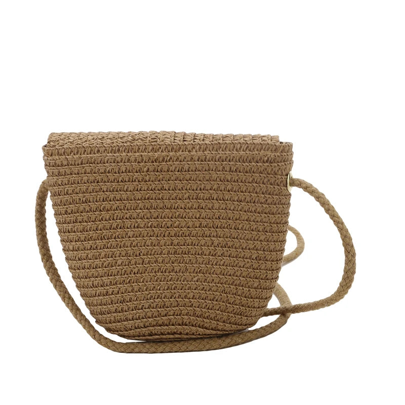 Girls’ Woven Straw Crossbody Shoulder Messenger Bag