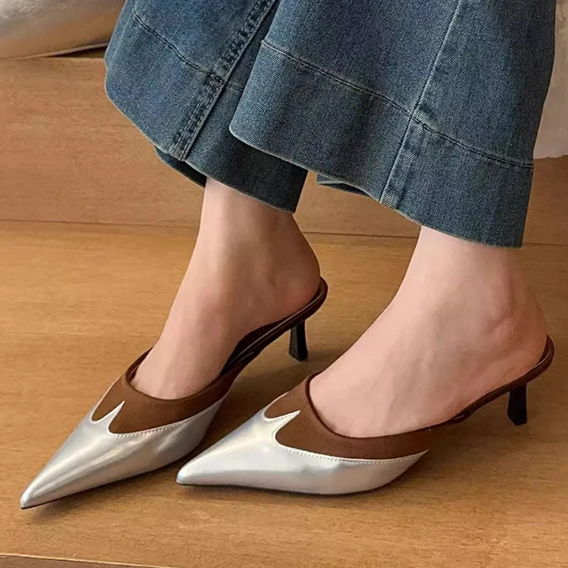 Women Slippers Pointed Toe Sexy Fashion Shoes Elegant Summer Heeled Shoes Woman 2025 Designer Luxury Pumps Dress New Shoes Lady