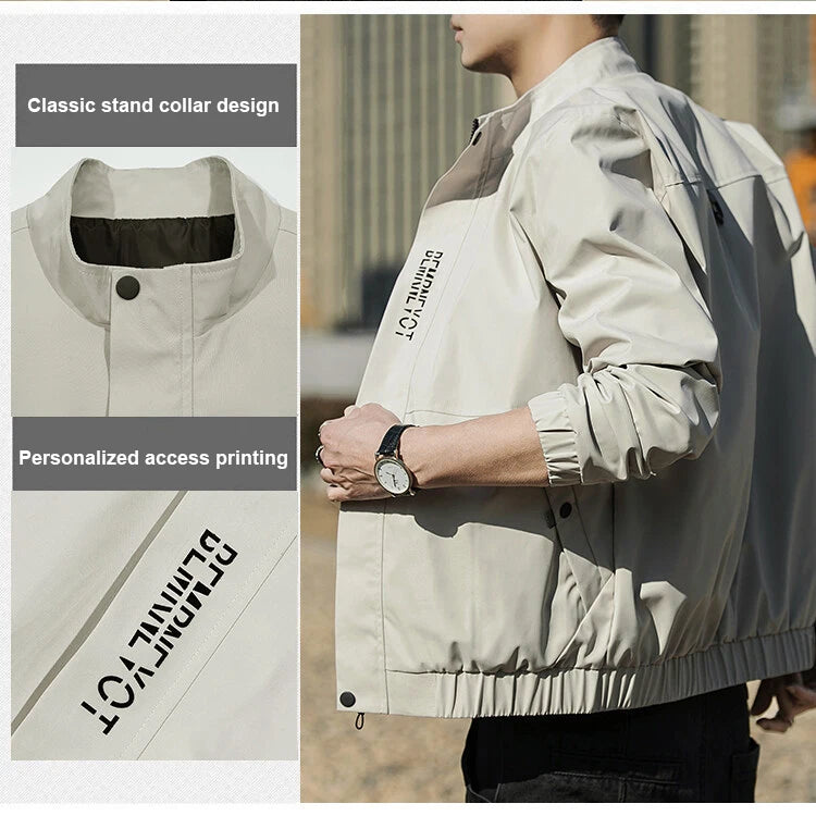 Men’s Autumn Stand Collar Jacket – Korean Style