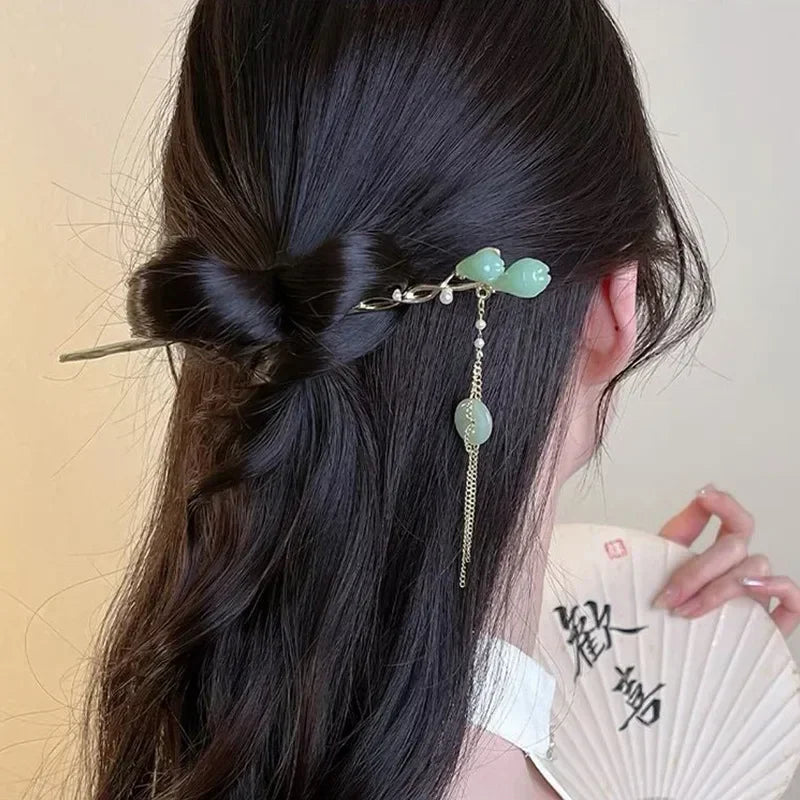 Chinese Style Bamboo Tassel Hairpin – Hanfu Headwear