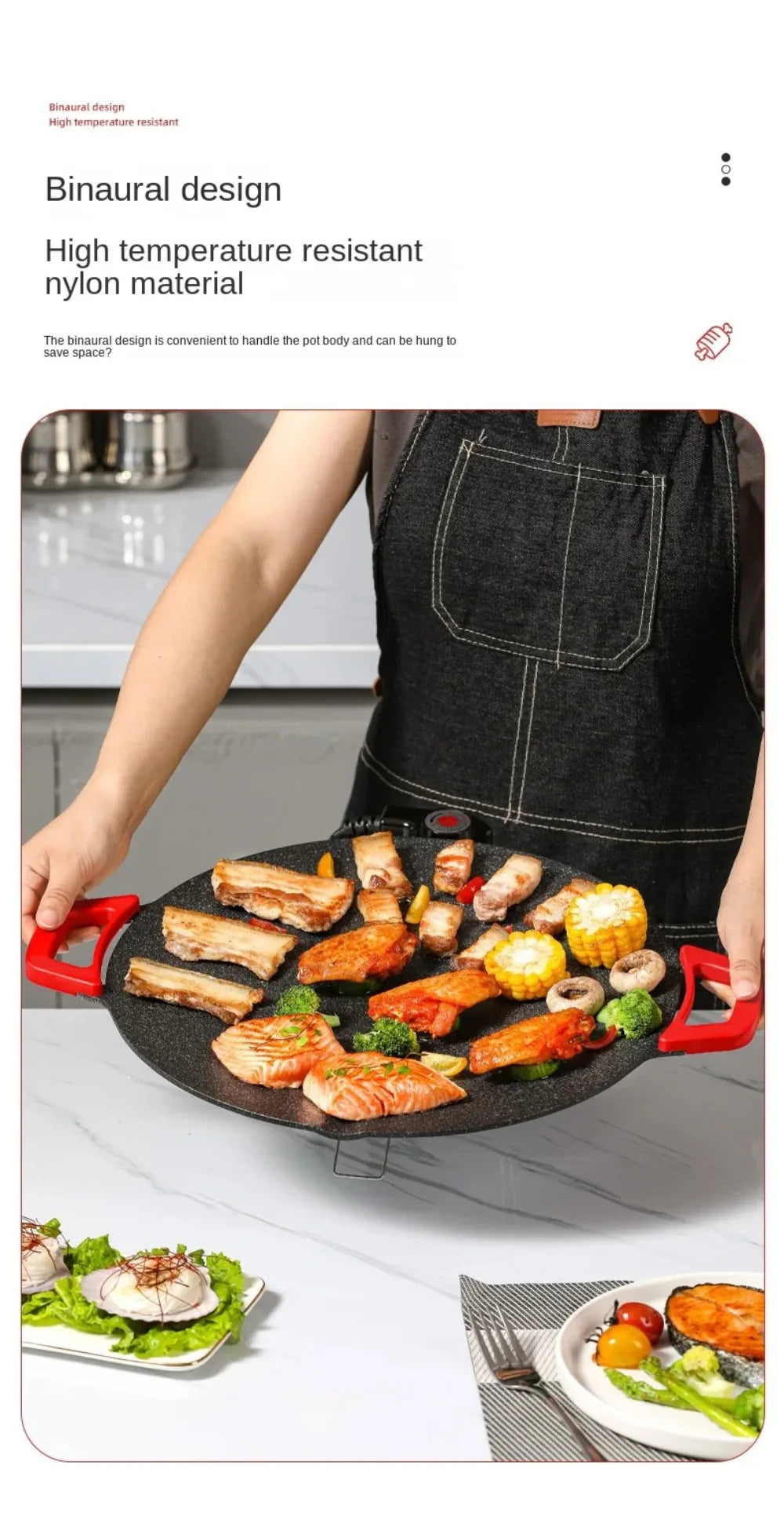 Smokeless Electric Frying Pan & Grill – Nonstick 5-Temp