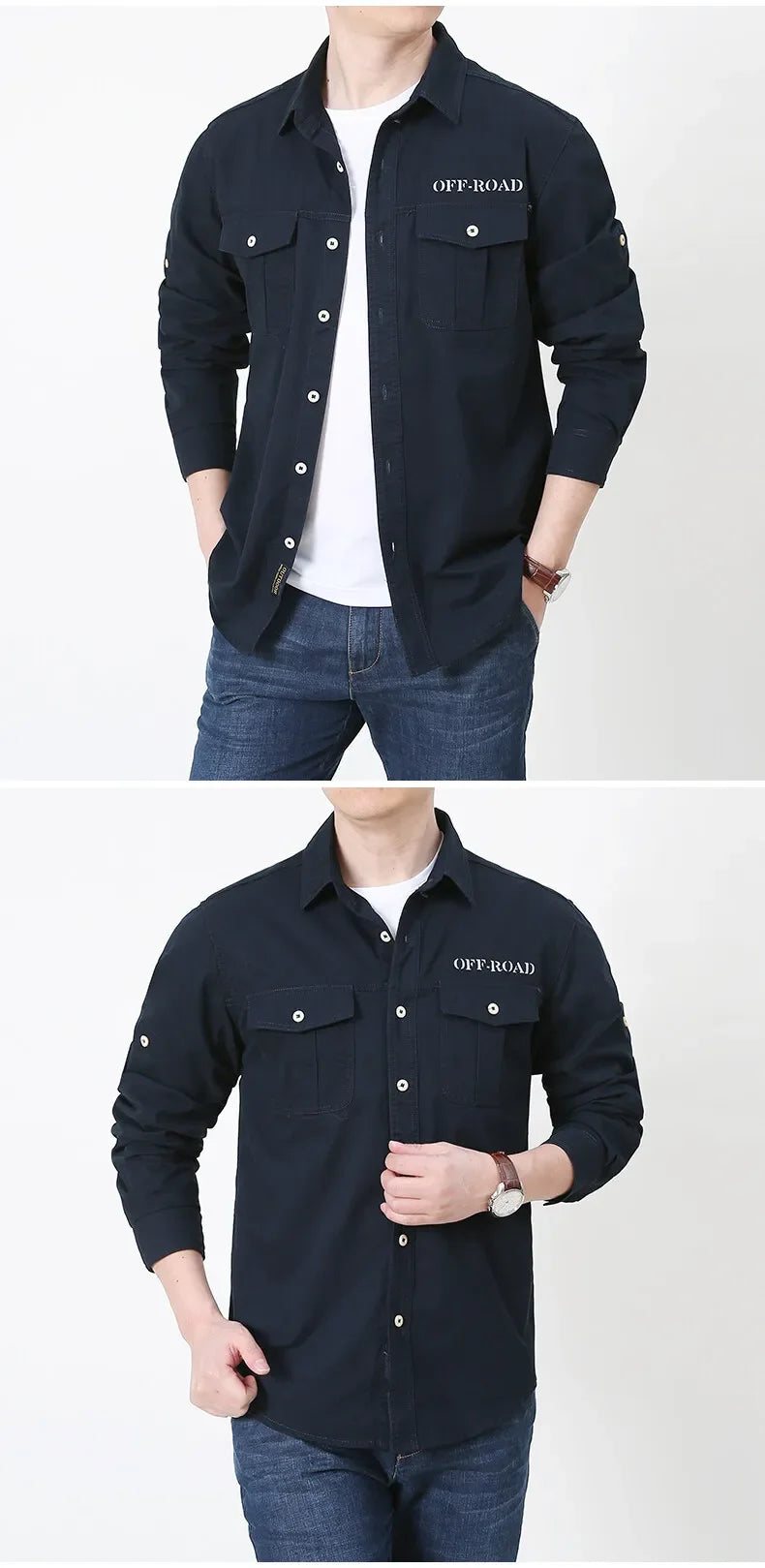 Men’s Outdoor Cotton Work Shirt – Multi-Pocket Safari Style