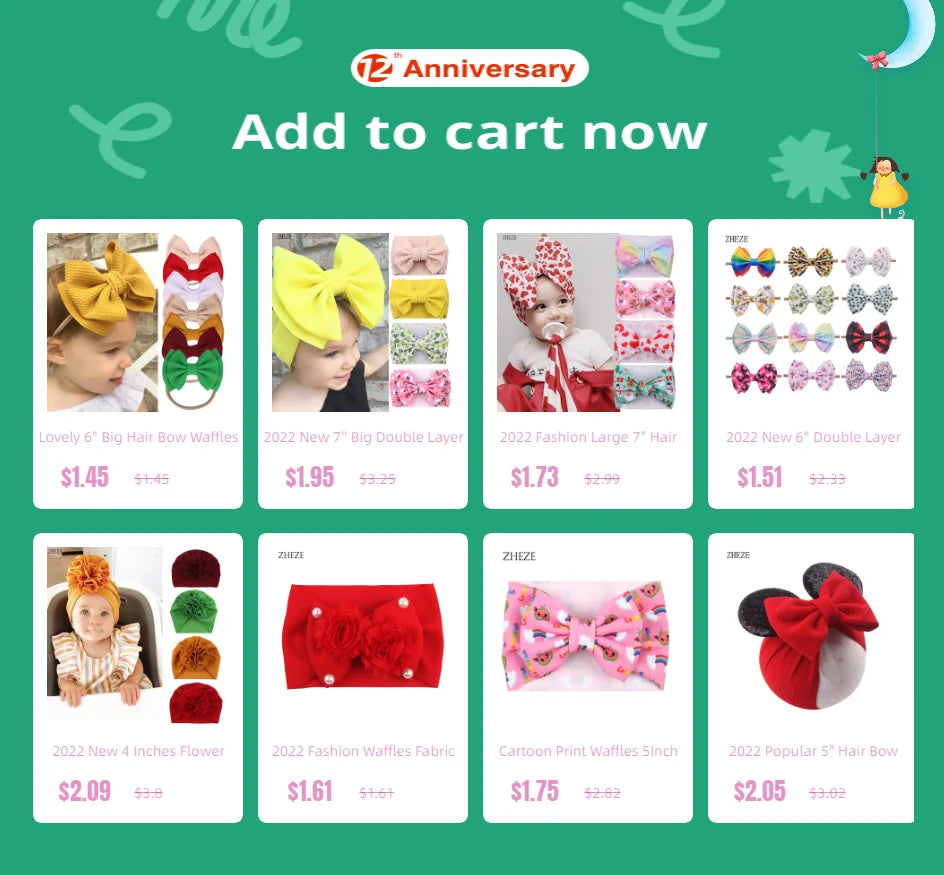 Cute 7" Double Layer Hair Bow Headband for Baby Girls