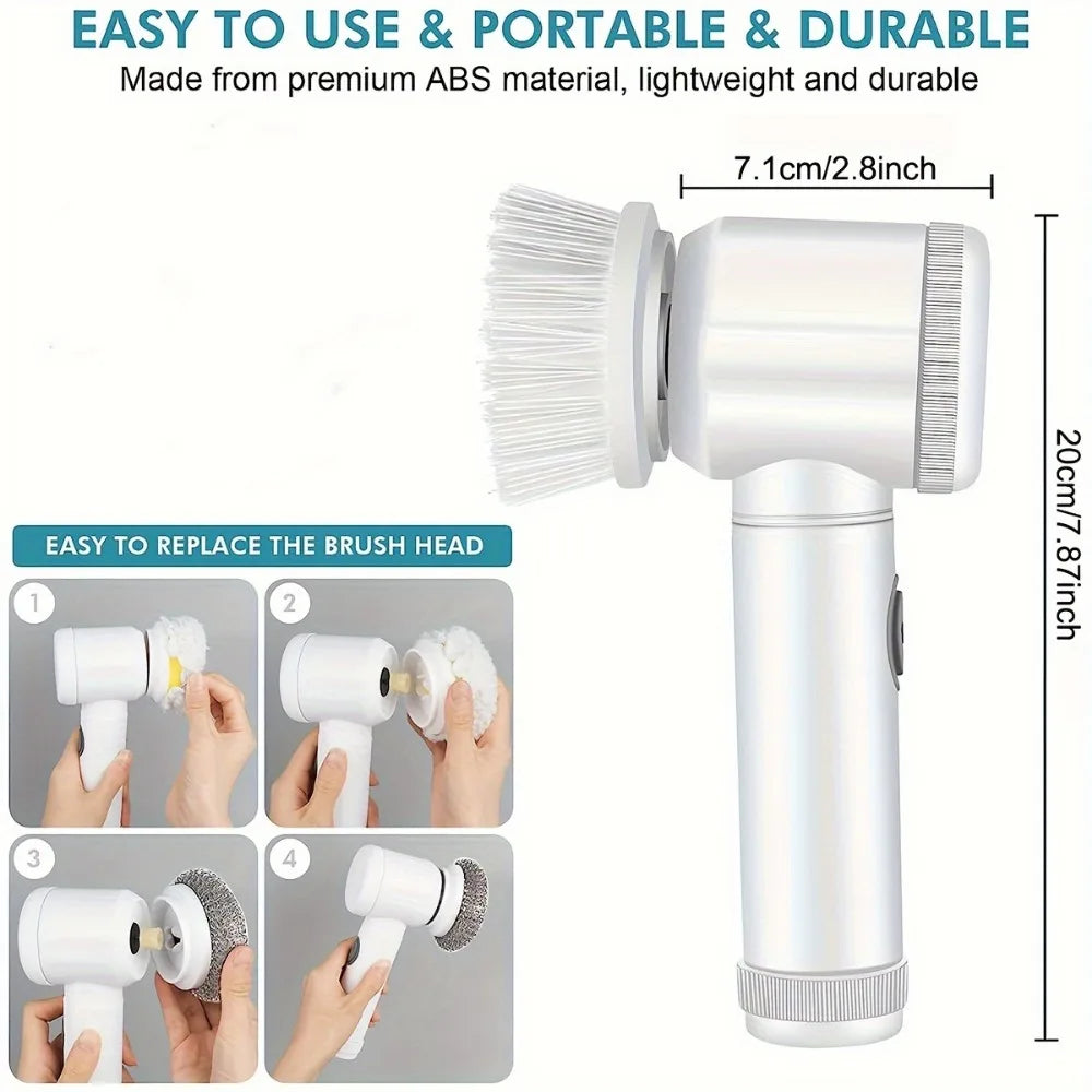 Electric Spin Scrubber – 5-in-1 Rechargeable Cleaning Brush