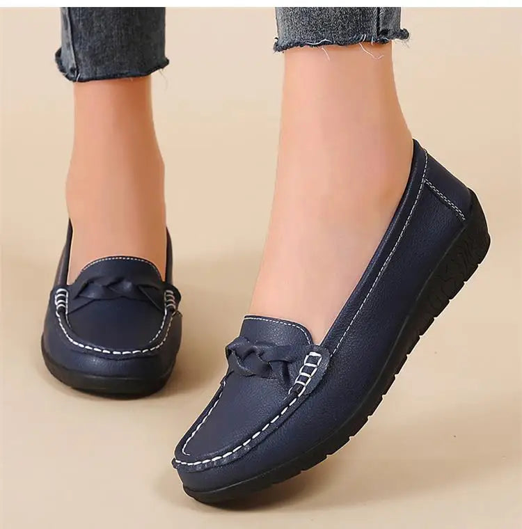 Women's Flat Shoes Fashion Outdoor Loafers For Women Comfortable Moccasins Genuine Leather Shoes For Woman Footwear