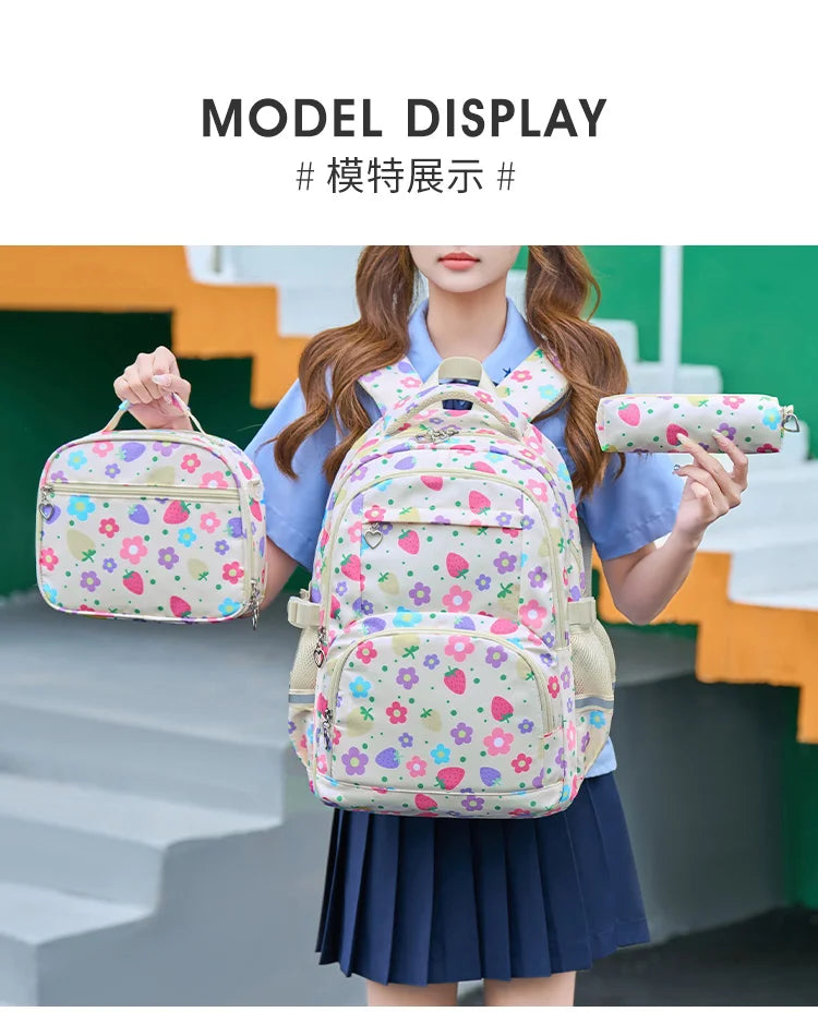 Schoolbags for Primary School Girls, Fashionable Backpacks, Large Capacity Junior High School Students, Versatile Backpacks