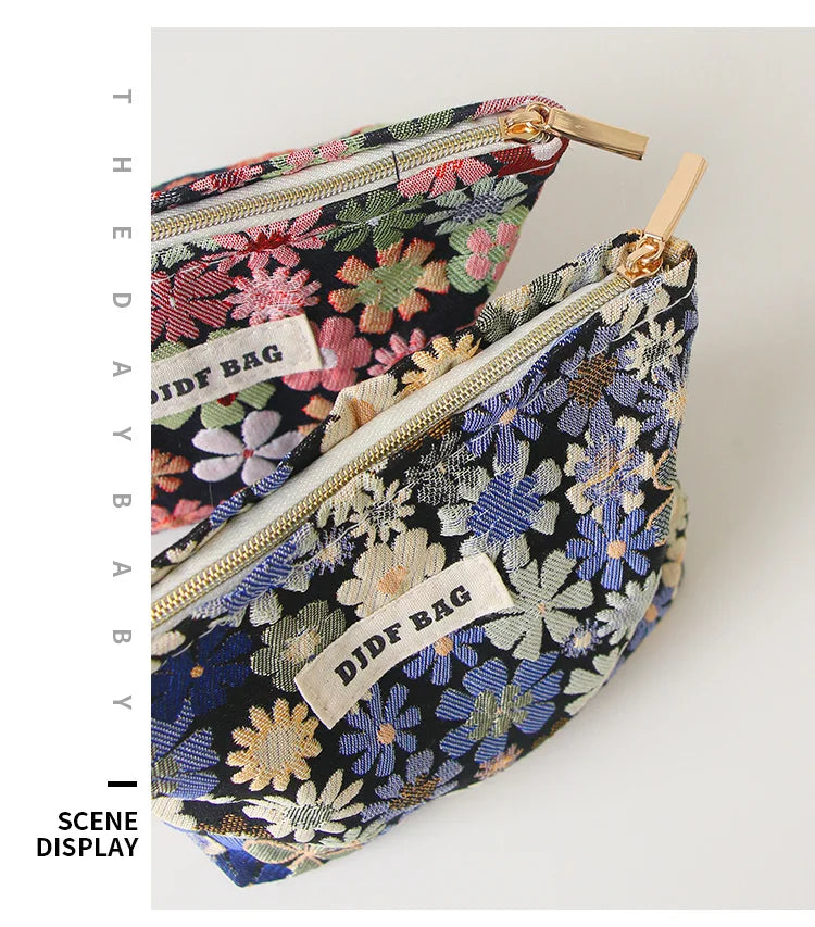 Red Flower Women's Cosmetic Bag, Small Portable Travel Toiletry Bag, Simple Cosmetic Storage Bag, Inner Tank Bag, Coin Purse