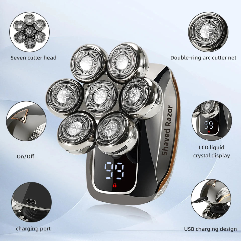 7D Electric Head Shaver for Bald Men