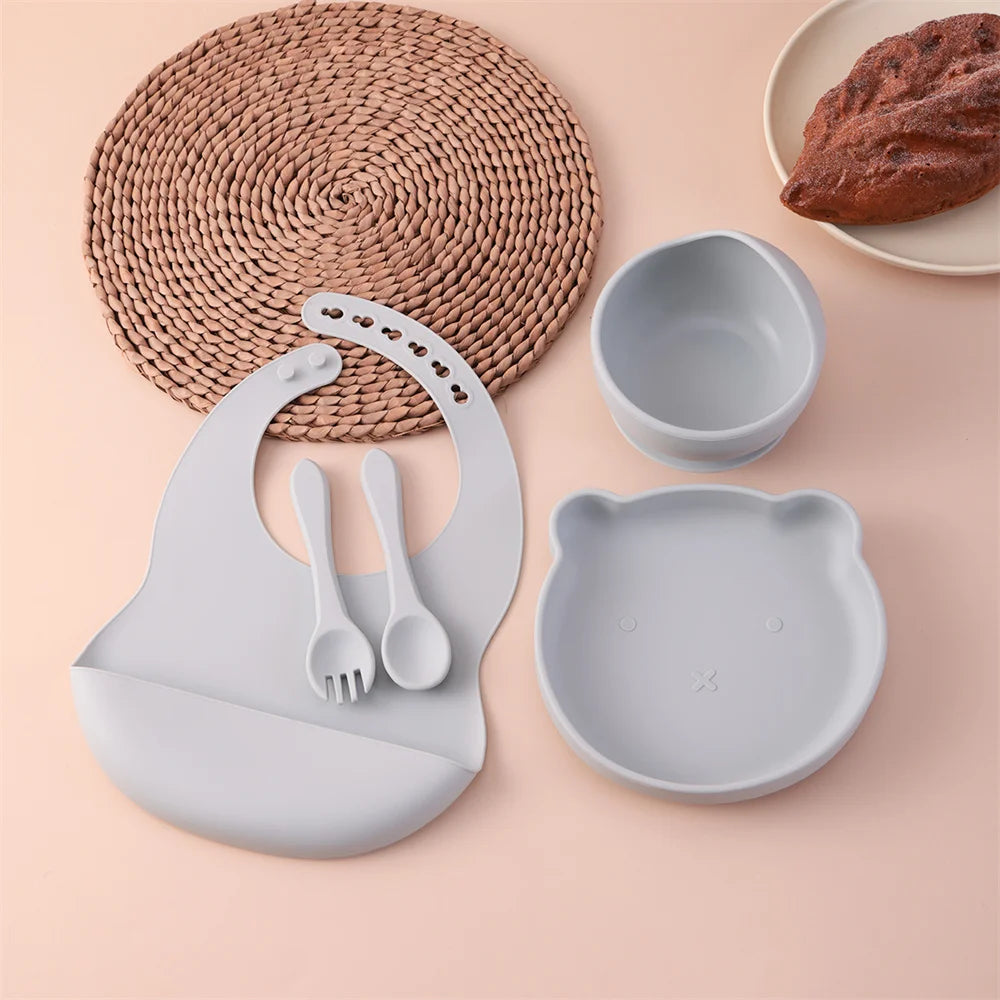 Kids 5PCS Silicone Feeding Set – BPA Free Dinnerware