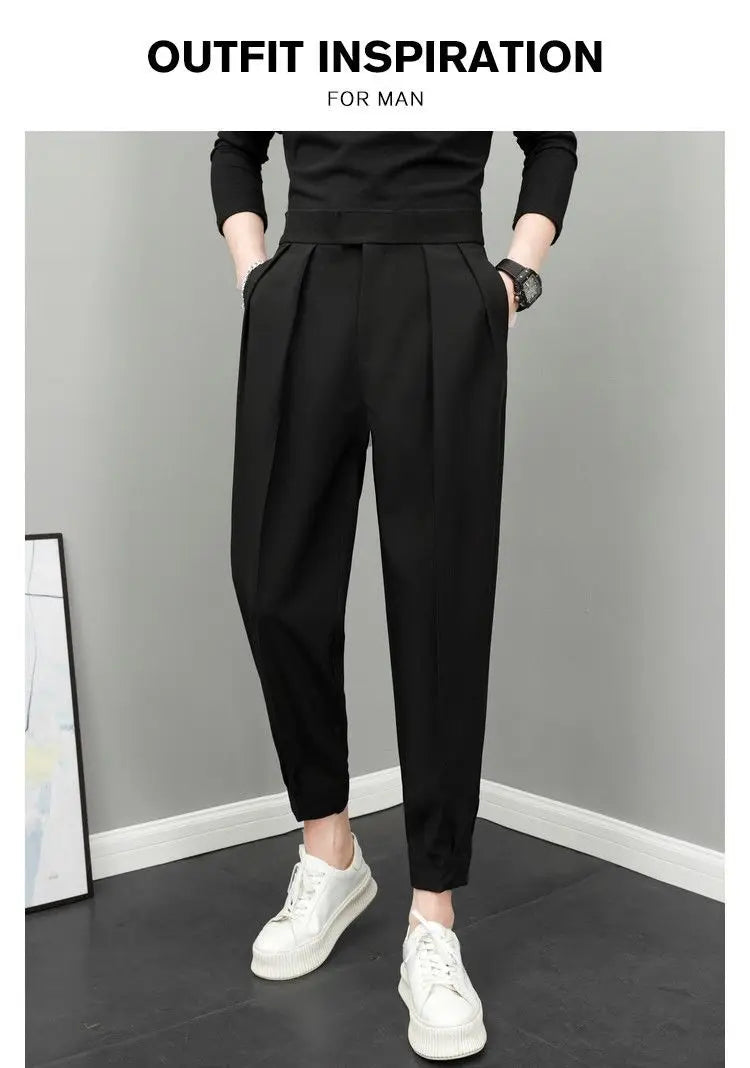 Men High Waist Casual Loose Spring Summer Pants