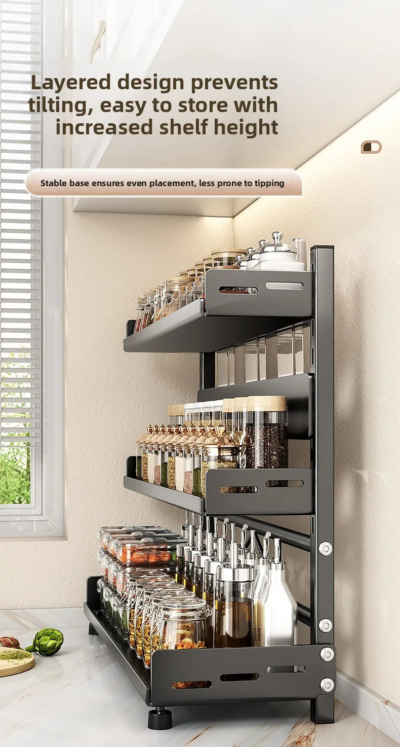 Multi-Layer Kitchen Storage Rack Carbon Steel for Spices and Tools