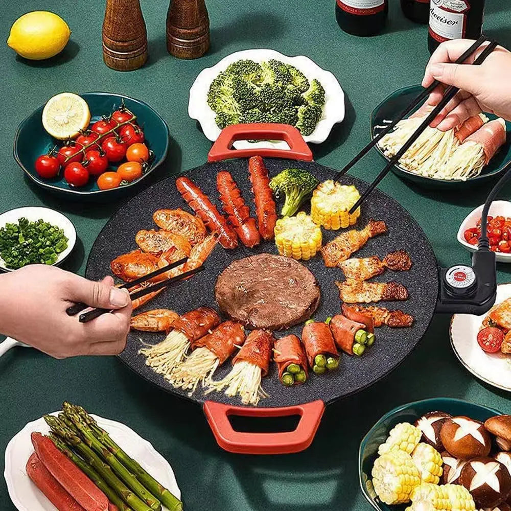 Smokeless Electric Frying Pan & Grill – Nonstick 5-Temp