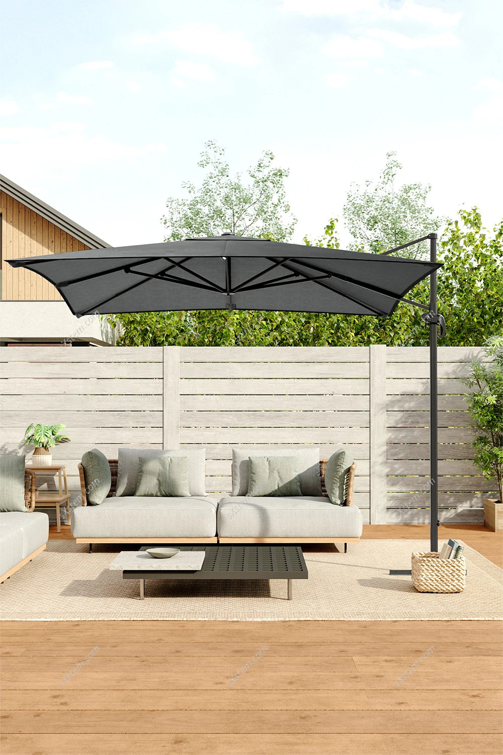 Breeins 3M Tilting Aluminium Cantilever Parasol – Dark Grey