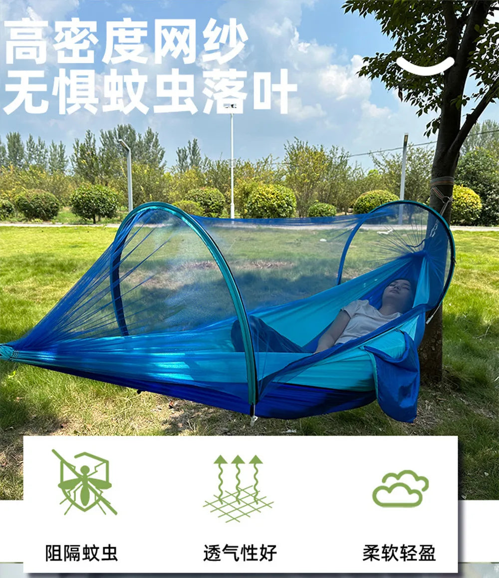Two-Person Portable Camping Hammock with Straps & Belts