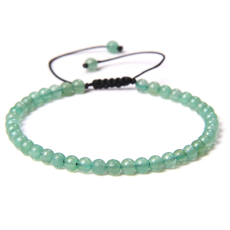 4MM Natural Stone Beaded Bracelet – Adjustable Unisex Quartz
