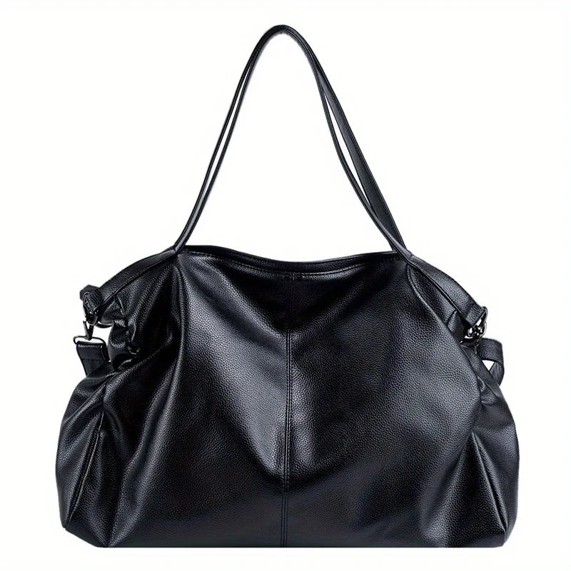 Big Black Shoulder Bag for Women Soft Leather Travel Tote