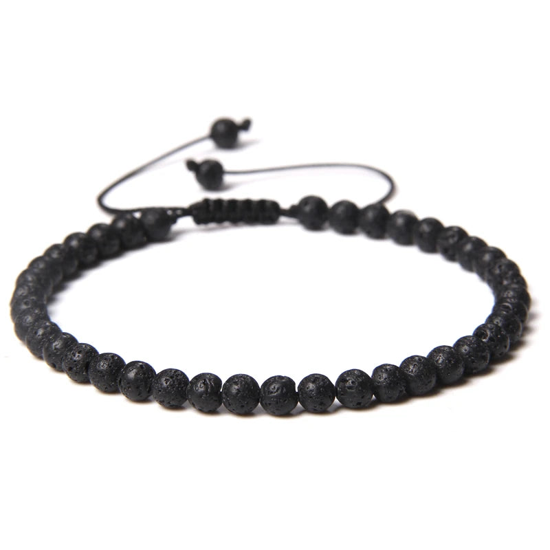 4MM Natural Stone Beaded Bracelet – Adjustable Unisex Quartz