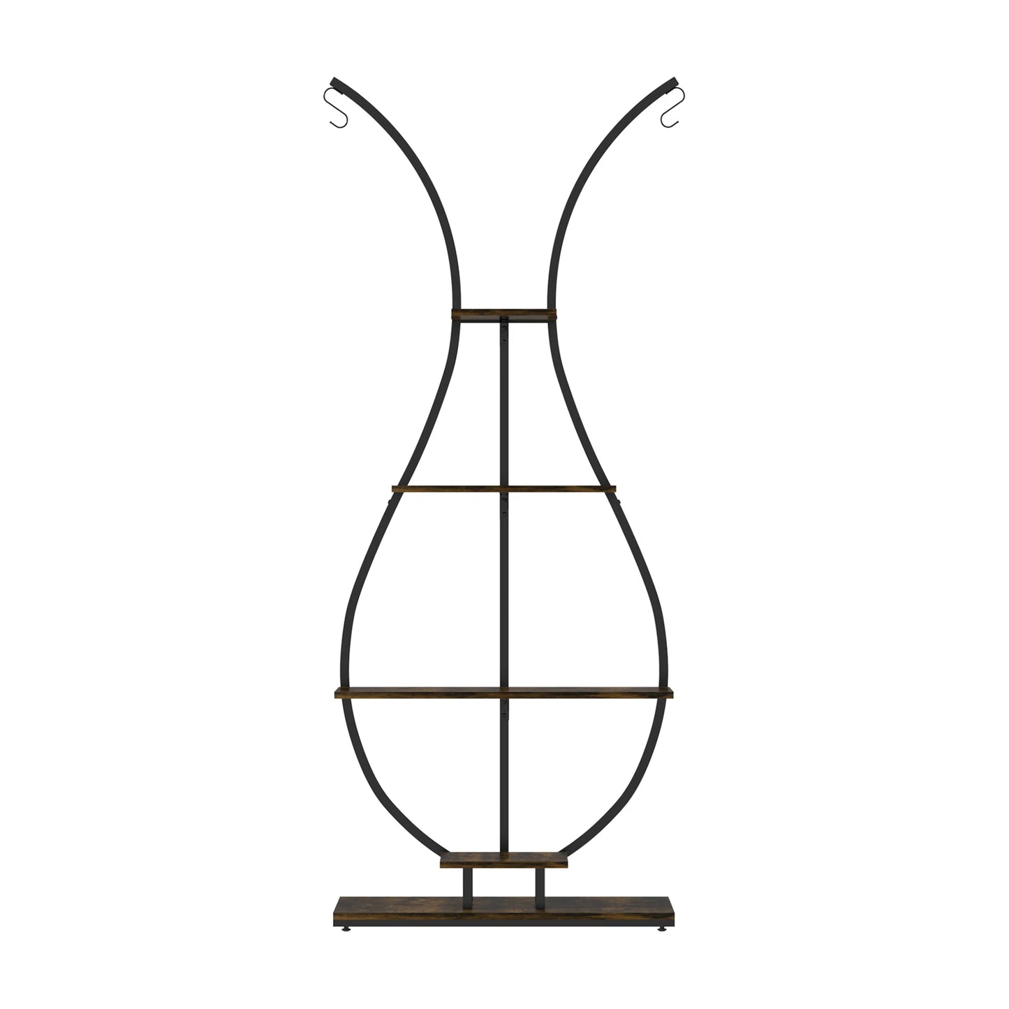 Vase Shape Tall Planter Display Rack Metal Garden Plant Stand with 5 Tiers and Hangers