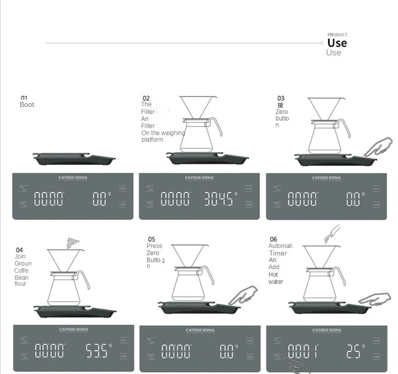 Smart Coffee Scale Kitchen Food Scale Digital Electronic Scale with Timer Precision Jewelry Scale Mini Household Weighing Scale
