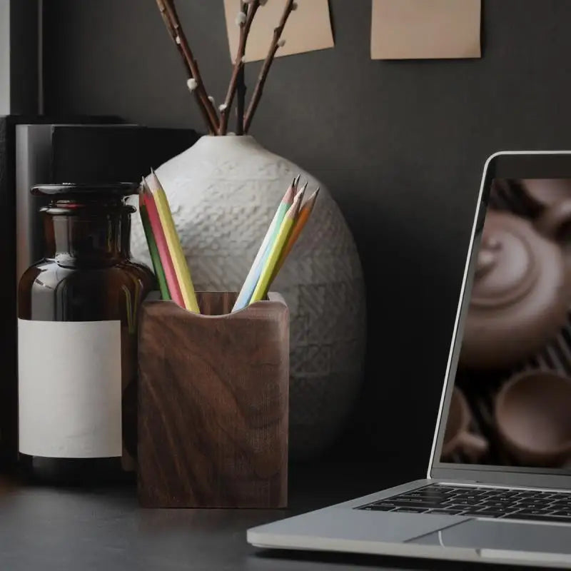 Wooden Material Desk ganizer Pen Holder Storage Box Pencil Case Stationery Tray Office Supplies School Accessories