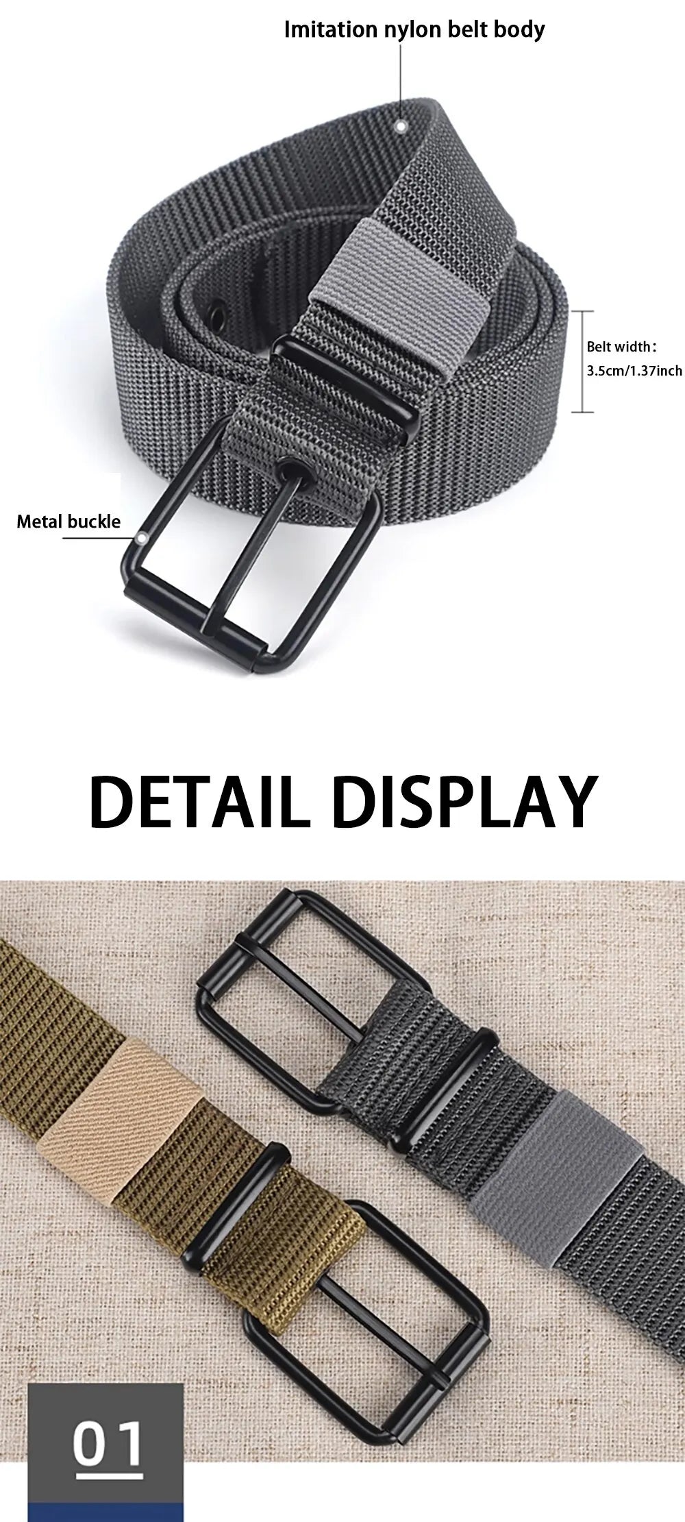 Canvas Pin Buckle Eyelet Belt Casual