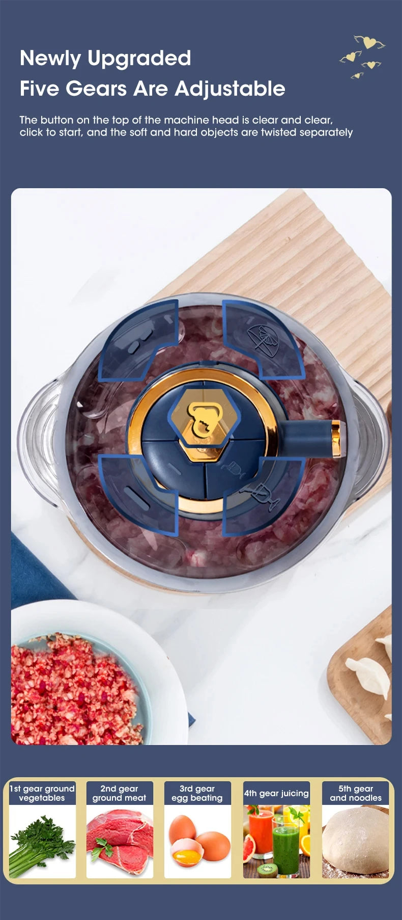 5L Electric Meat Grinder & Food Chopper 500W