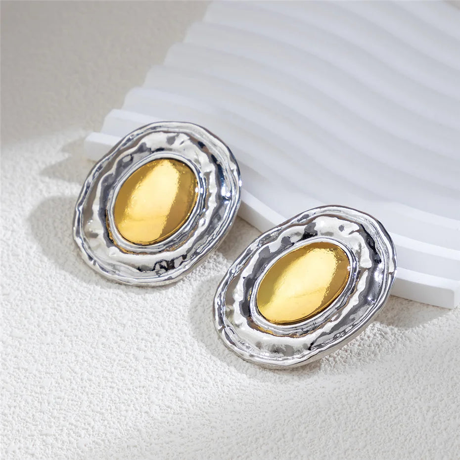 Large Round Circle Stud Earrings – Vintage Punk Style