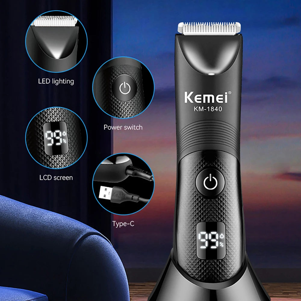 Waterproof Male Body Hair Trimmer with Ceramic Blade