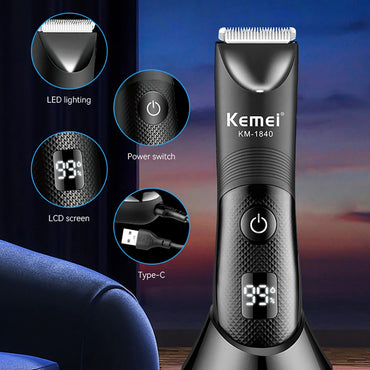 Waterproof Male Body Hair Trimmer with Ceramic Blade