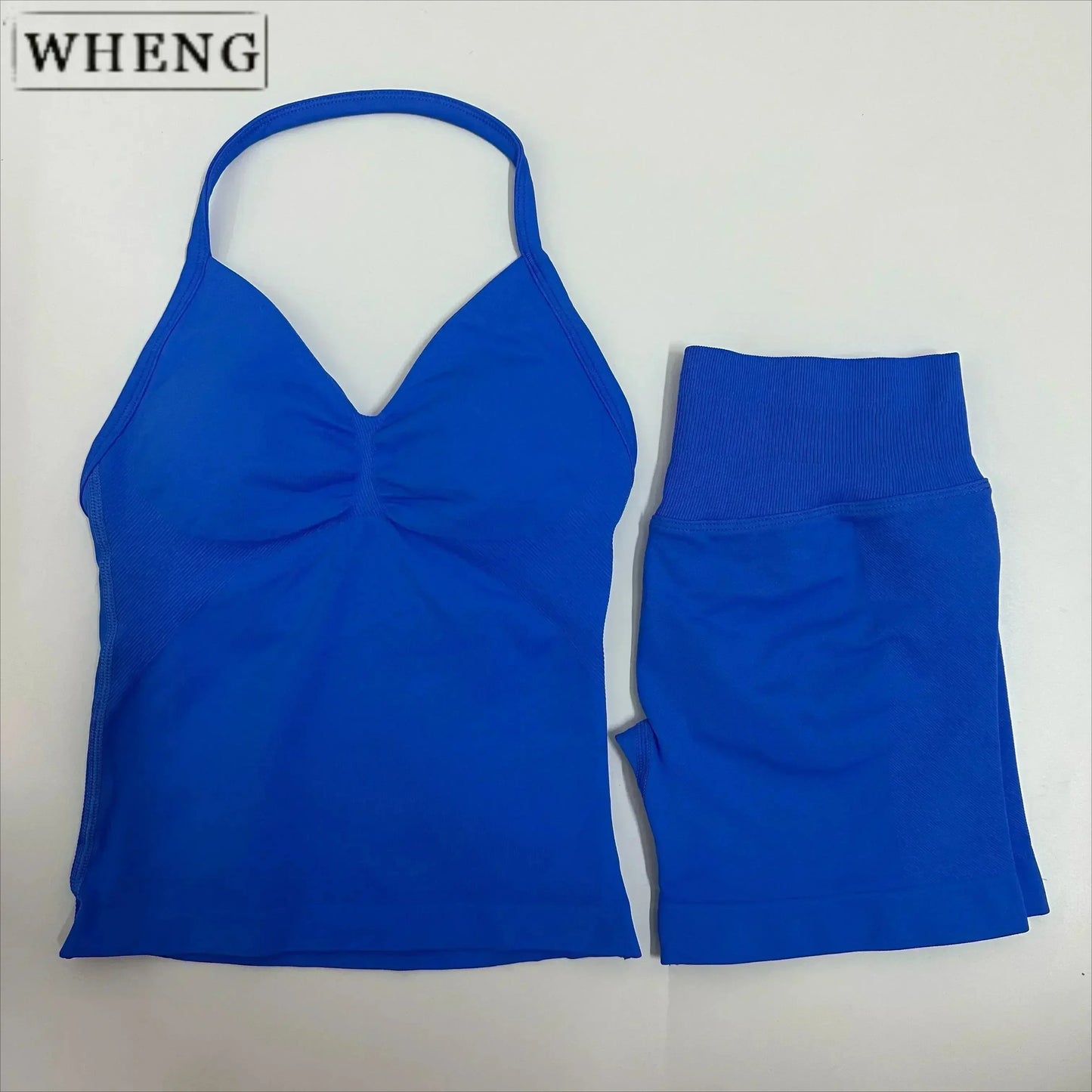 Summer fitness shape  beautiful shoulder straps  chest pillow  bra and yoga shorts  a must for fitness.