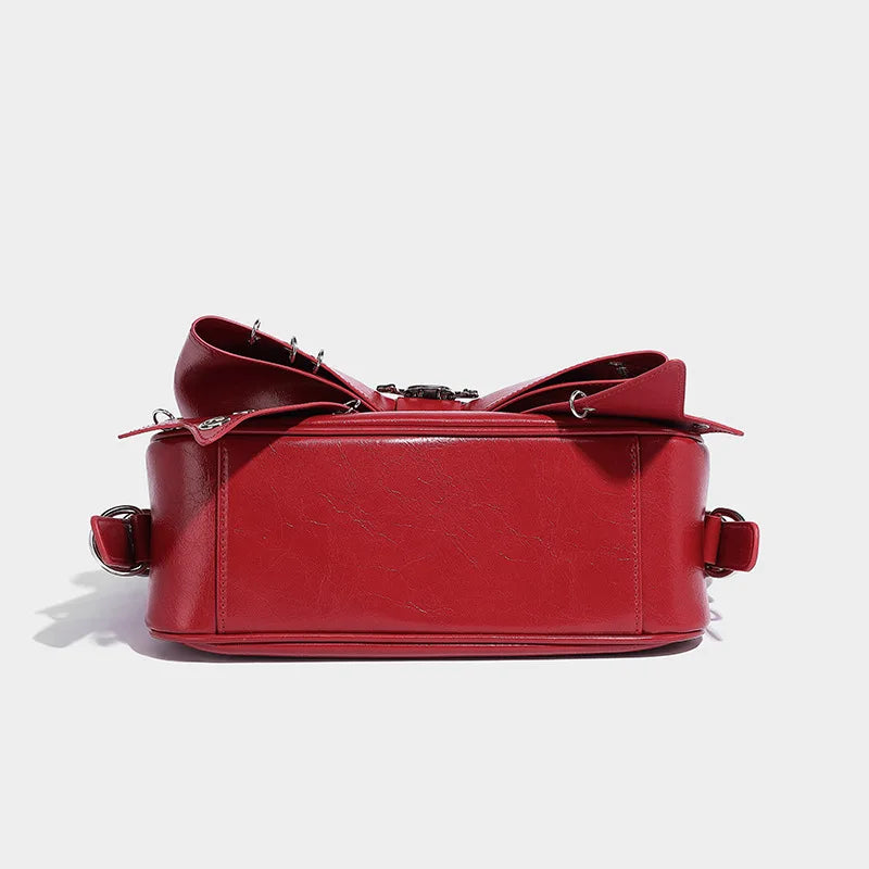 Spice Girl Rivet Bolsos Mujer Motorcycle Bow Bag Underarm Shoulder Bags American Style Sac Femme New Adjustable Strap Bolso