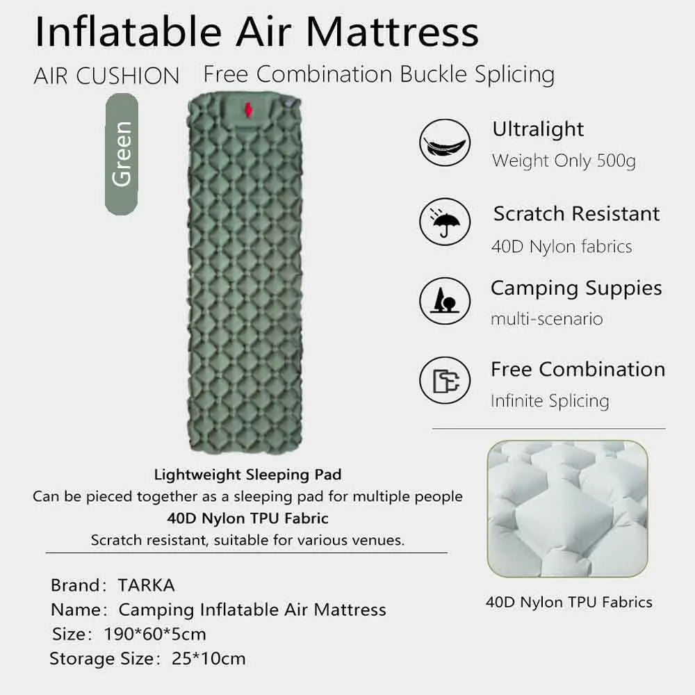Camping Inflatable Air Mattress Portable Sleeping Pad for Hiking