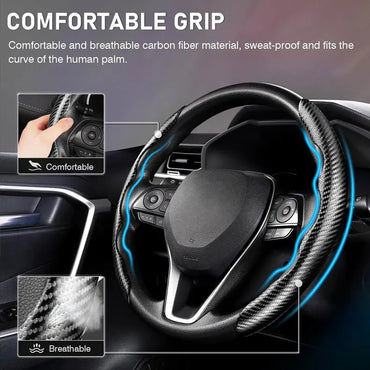 Carbon Fiber Steering Wheel Cover Universal Car Accessory