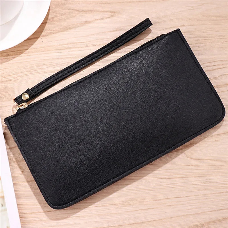 Women’s Long Leather Wallet – Zipper Clutch & Card Holder