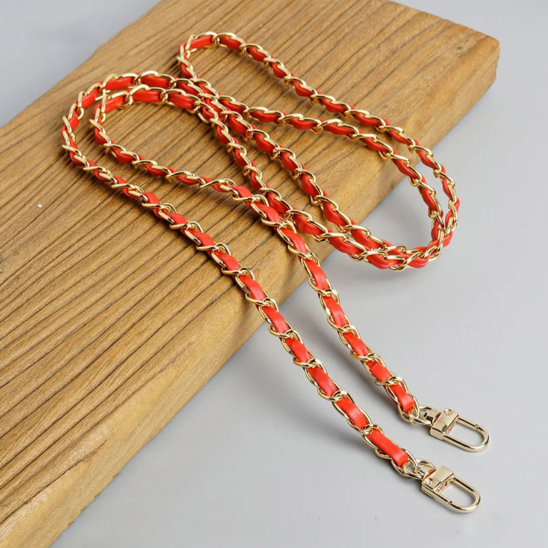 PU Leather Metal Chain Accessories Crossbody Shoulder Portable Wrist Bag Chain Strap Replacement Luggage Accessories Versatile