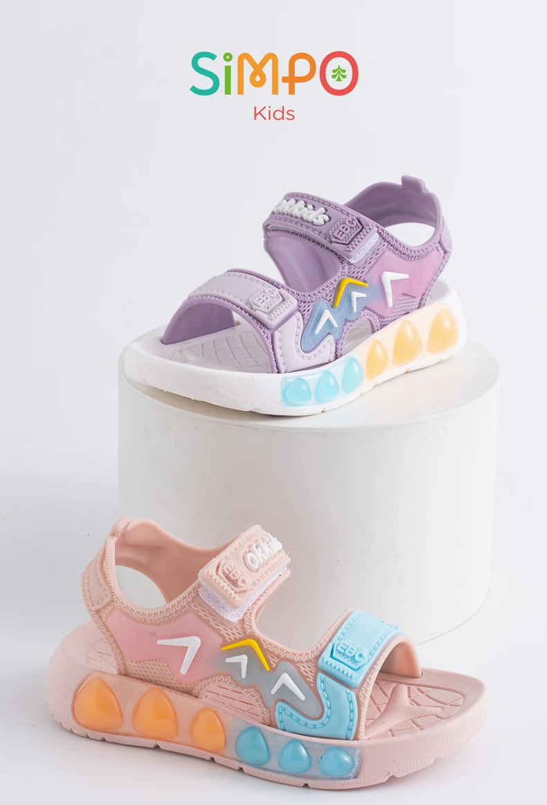 Sport Sandals For Children Breathable Wear-resistant Soft Shoes With Adjustable Velcro Boys & Girls Outdoor Footwear Summer