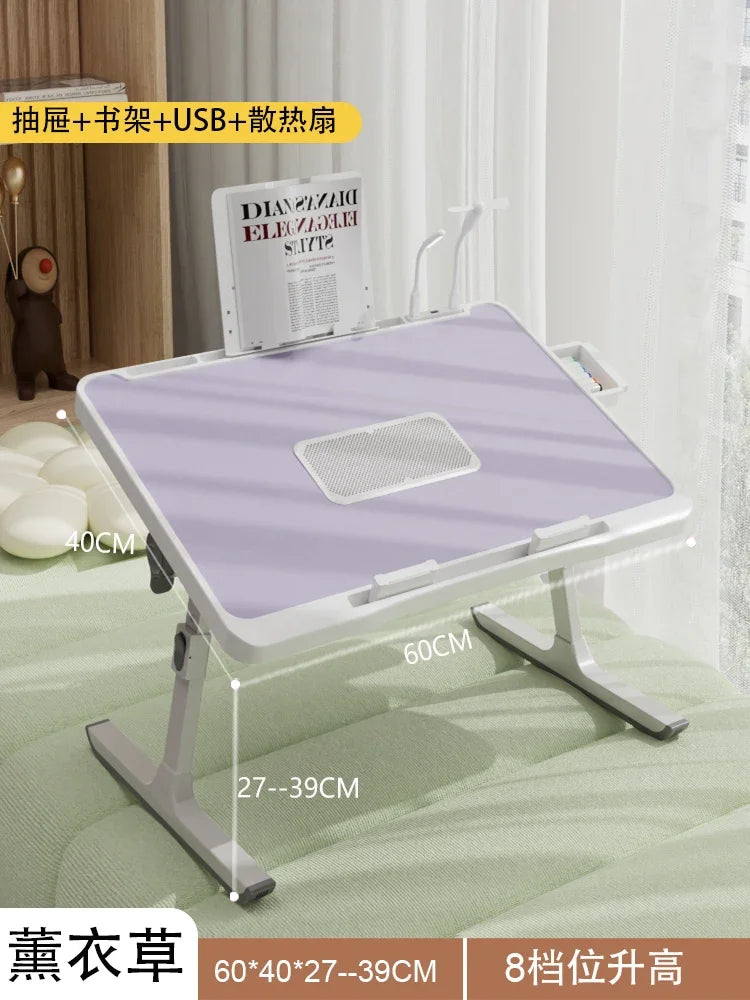 Modern Wooden Office Desk with Keyboard Shelf & Wheels