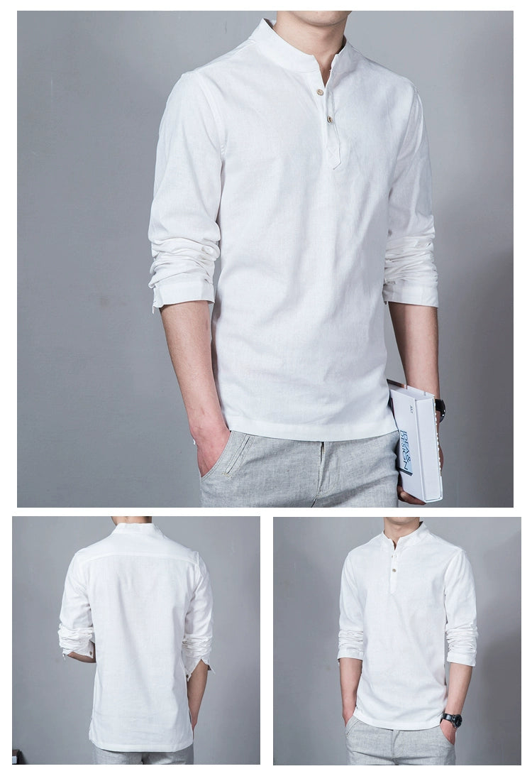 Men’s Mandarin Collar Long Sleeve T-Shirt