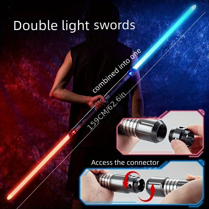 Rechargeable Light Sword, Upgraded Version 7 Colors Metal Handle, 1800mAh 18650 Series Lithium Battery, Aluminum Alloy Material, 2-in-1 with 3 Sound Effects, Light Grey, Black, Golden, Silvery Grey, USB Charging, ≤36V Opera