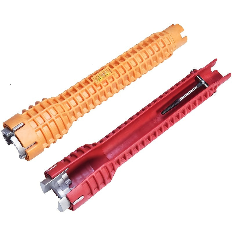 Versatile 8-in-1 Red Aluminum Multifunctional Sink Wrench - Durable Rubber Grip Handle for Easy Bathroom Installation & Repair