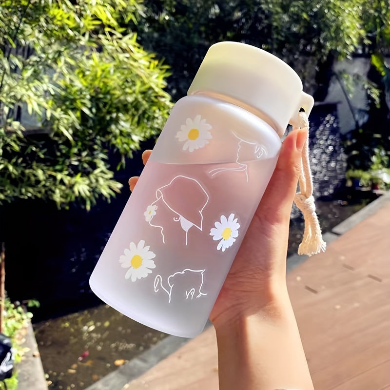 Creative Daisy Frosted Plastic Water Bottle 17.6oz