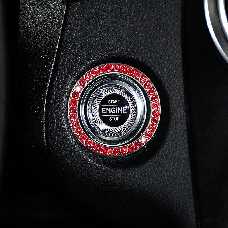 Zinc Alloy Ignition Button Cover with Sparkle Effect - "START STOP" Design, Plated, Easy Installation, Fits Most Vehicles, Ignition System Upgrade | Sparkling Button Cover | Glossy Finis