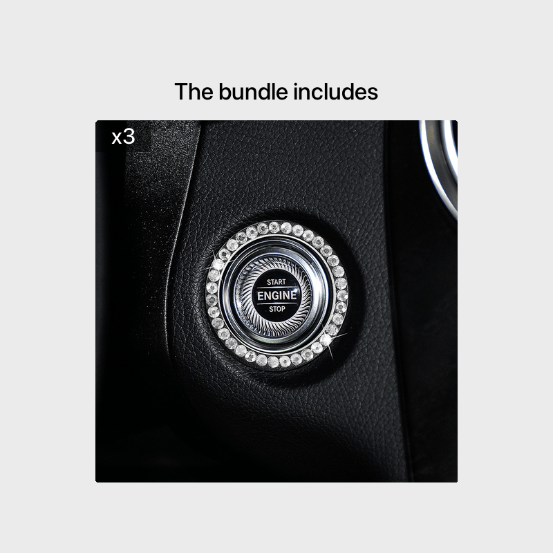 Zinc Alloy Ignition Button Cover with Sparkle Effect - "START STOP" Design, Plated, Easy Installation, Fits Most Vehicles, Ignition System Upgrade | Sparkling Button Cover | Glossy Finis