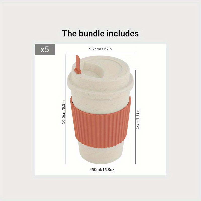 Travel Mug: Reusable Portable Coffee Cup/Wheat Straw Fiber Plastic Cup For Restaurants/cafes Eid Al-Adha Mubarak