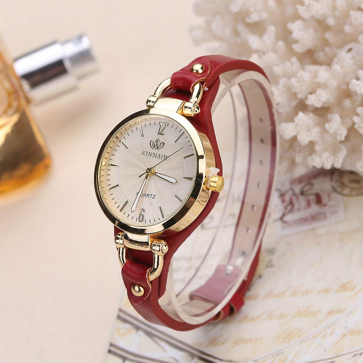 Elegant Quartz Ladies Watch – Boho Chic Leather Strap