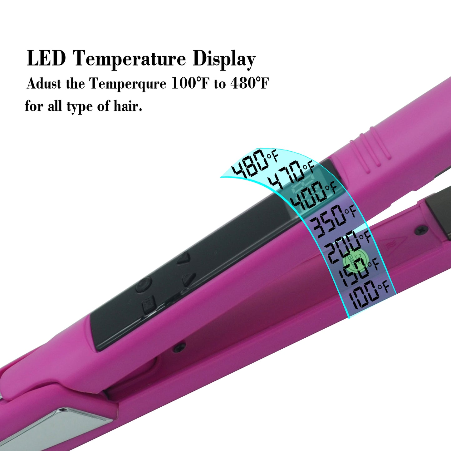 Professional Titanium Hair Straightener with Digital Display - Dual Voltage 110V-220V, 70W High-Power, Ergonomic Design & Adjustable Heat Settings for Men & Women, Hair Styling Tool, Sleek Styling Appliance, Adjustable Heat S