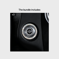 Zinc Alloy Ignition Button Cover with Sparkle Effect - "START STOP" Design, Plated, Easy Installation, Fits Most Vehicles, Ignition System Upgrade | Sparkling Button Cover | Glossy Finis