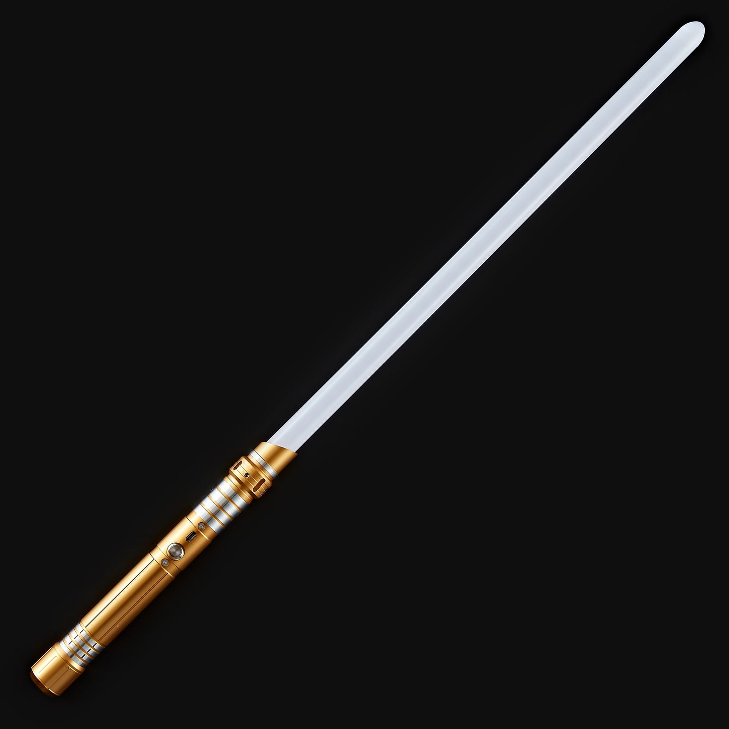 Rechargeable Light Sword, Upgraded Version 7 Colors Metal Handle, 1800mAh 18650 Series Lithium Battery, Aluminum Alloy Material, 2-in-1 with 3 Sound Effects, Light Grey, Black, Golden, Silvery Grey, USB Charging, ≤36V Opera