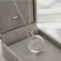 Dandelion Crystal Pendant Necklace – Double-Sided 25mm